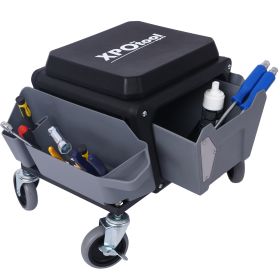 Heavy Duty Mechanic Stool, 330 Lbs Weight Capacity, Garage Stool With Wheels (Color: Grey)