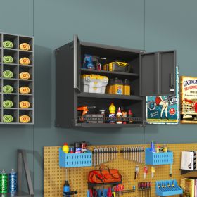 Metal Wall Mounted Tool Storage Cabinet (Color: Black)