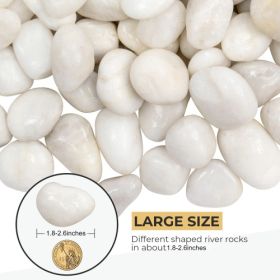 38lbs Decorative Garden Stone Outdoor Landscaping, Walkways, Yard, 1-3 inch Large Polished River Rocks for Plants Pots, Vases, Crafts (Color: white-38lbs)